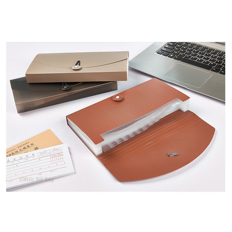 Oak-Pine 13 Pocket Receipt Folder, Khaki Translucent, Plastic, 10.24 x 5.31 x 1.18 in - Image 4